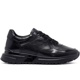 Resim Derimod Erkek Siyah Bağcıklı Deri Casual Sneaker,Kışlık Spor Ayakkabı 25WFD642114 