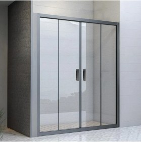 Resim Durul Duşakabin Ön Cephe Siyah 5mm Şeffaf Yükseklik 190 Cm 