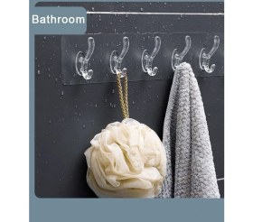 Resim Baysa 5'li Şeffaf Yapışkan Askı Banyo, Mutfak Düzenleyici Askı 