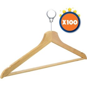 Resim Nyn Ahşap Barlı Çalınmaz Otel Kancalı Elbise Askısı Naturel Renk 