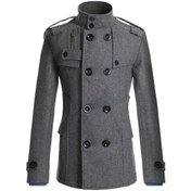 Resim Edwardest Erkek Yünlü Ceket, Orta Uzunlukta Çift Sıralı Duru Yaka Trençkot Gri 