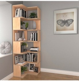 Resim Woodesk Pino, Ahşap, Köşe Kitaplık, 192x55 Cm, Natural Renk 