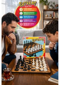 Resim Ahşap Satranç Seti 35 Cm Büyük Boy Satranç Tahtası Strateji Zeka Oyunu 