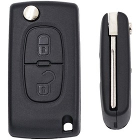 Resim PEUGEOT 107 207 307 407 408 Expert için 2 DÜĞMELİ KAPAKLI UZAKTAN KİLİT KASA HU83 bıçak + oluk + pil tutucu 