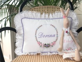 Resim Ortanca Model Dekoratif Bebek Yastığı - Lila / Fırfırlı 