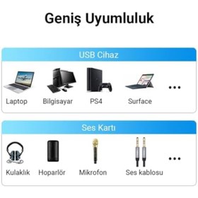 Resim Yıldızan ynsstores USB Ses Kartı 3.5mm Kulaklık ve Mikrofon Girişli Siyah 1167681 