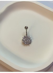 Resim Kadın Çiçek Model Çelik Piercing Gümüş 