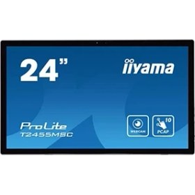 Resim Iiyama Prolite T2455MSC-B1 59,8 cm 23,8" IPS LED Monitör Full Hd 10 Noktalı Çoklu Dokunmatik Kapasitif HDMI Dp Usb3.0 7h Web Kamerası Mikrofonu Parmak Izi Önleyici Siyah 
