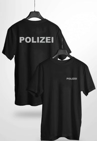 Resim venüsdijital Polızeı Reflektör Gece Işıkta Parlayan Baskılı Siyah Tshirt 