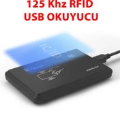 Resim EM4100 125Khz Usb Rfid Okuyucu 125 KHz RFID Manyetik Kart Anahtarlık Etiket Okuyucu Personel Takip 