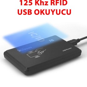 Resim EM4100 125Khz Usb Rfid Okuyucu 125 KHz RFID Manyetik Kart Anahtarlık Etiket Okuyucu Personel Takip 