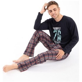 Resim Tampap 2170 Baskılı Uzun Kol Erkek Pijama Takımı - Lacivert 