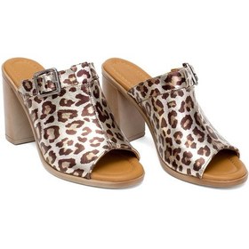 Resim Elit Koc17-03 Kadın Hakiki Deri Topuklu Terlik Leopar Leopar 