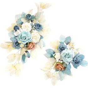 Resim Jokmae Mavi Arka Planlı 2'li Nikah Kemer Çiçekleri 