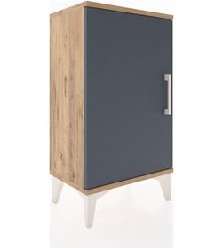Resim Arges Komodin 2 Raflı Tek Kapaklı 44x30x80 Çam-antrasit Atlas Çam 