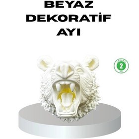 Resim Özel Tasarım Beyaz Ayı Duvar Aksesuarı 3d Dekoratif Heykel 25x19 Cm 