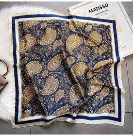 Resim Yeni Paisley Baskılı Kare Eşarp Yumuşak Saten Bandana Vintage Rüzgar Geçirmez Baş Örtüsü Şal Taklit İpek Seyahat Plaj Havlusu 4,70x70cm Çok Renkli 