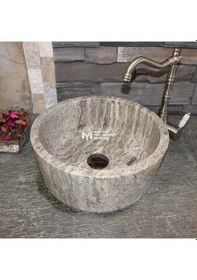 Resim Gümüş Traverten V Çanak Lavabo 