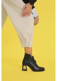 Resim Borga Model 5 CM Topuklu Aksesuar Detaylı Bot Sıy.kroki Siyah 