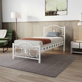 Resim Argimo Pero Tek Kişilik Ferforje Metal Beyaz Karyola (100x200) 