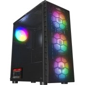Resim Rampage Redsky Rgb Mesh 700W 80+ Bronze 4X12CM Rgb Fan Temperli Camlı Atx Mid-T Gaming Oyuncu Kasası 