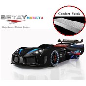 Resim Setaymobilya Arabalı Yatak Audi V7 Full Ledli+Ortopedik Yatak , Siyah 