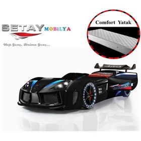 Resim Setaymobilya Arabalı Yatak Audi V7 Full Ledli+Ortopedik Yatak , Siyah 