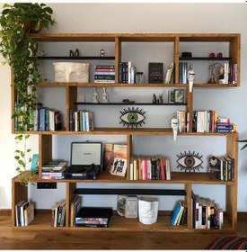 Resim Woodesk Yonca Masif Ağaç Tik Renk 200x200 Kitaplık Cpt6004-200 