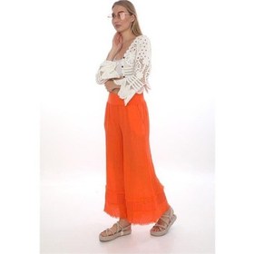 Resim Eren Style İtalyan Fisto Detaylı Keten Pantolon-9186 Oranj 