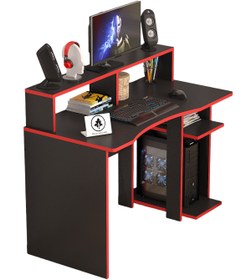 Resim Arvessohome Oyuncu Masası Gamer Model Çalışma Masası Siyah-Kırmızı Model 