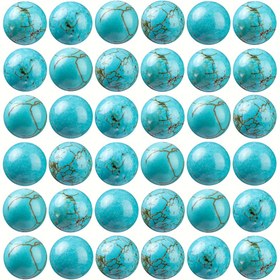 Resim 100 Adet Doğal Taş Boncuk - Çatlak Desenli Turkuaz Yuvarlak Boncuklar, Canlı Mavi-Yeşil Değerli Taşlar DIY Takı Yapımı için, Bileklik, Kolye, Küpe - Benzersiz Mermer Efekti, Dayanıklı El Sanatları Malzemeleri, Takı Yapım Boncukları, Cilalı Yüzeyli Boncuk 