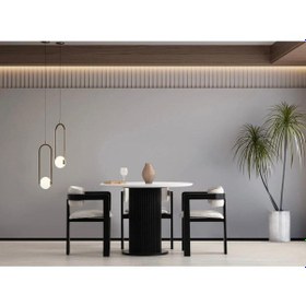 Resim Avvio Bella Bohem Lake Mdf Ayak 4'lü Tokyo Sandalye 90x90 Masa Sandalye Takımı Beyaz 
