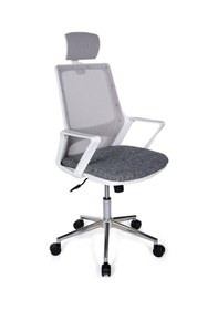Resim Ofisbazaar Lizz Beyaz Fileli Yönetici Koltuğu Ergonomik Başlıklı Ofis Koltuğu Gri Gri 