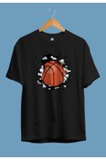 Resim Genel Markalar Oversize Duvar Basketbol Topu Oyun Oyuncu Spor Tasarım Baskılı Unisex T-Shirt 