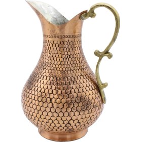 Resim Copperdone El Dövmesi Petek Desenli Eskitme Bakır Sürahi Antik Bakır Renk 