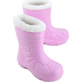 Resim Gezer Kız Çocuk Kışlık Boğazdan Peluşlu İçi Sıcak Astarlı Su Geçirmez Yağmur Kar Bot Çizme Pembe 