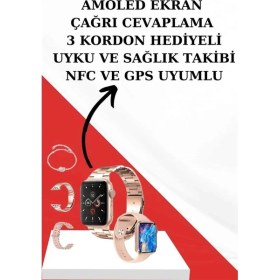 Resim Wireless Şarjlı Pembe Akıllı Saat ve Kablosuz Bluetooth Kulaklık Dokunmatik Kontrol Nemere 