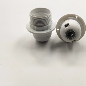 Resim Retro Vitrini Dekoratif Plastik E-27 Yarım Dişli Halkalı Geçmeli Duy Beyaz (2 Adet) 