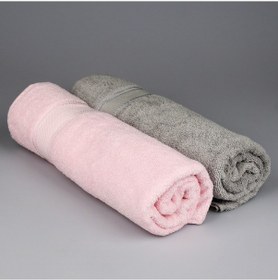 Resim İkili Banyo Havlusu Pembe - Gri 