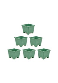 Resim Omnipazar Sy-5846 Dekoratif Plastik Kare Ayaklı Saksı 7 Lt Yeşil 6 Adet 