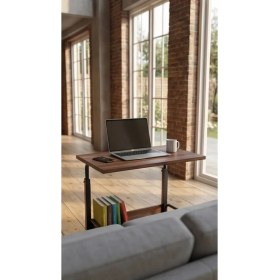 Resim Dehalimited 60X40 Raflı Yükseklik Ayarlı Frenli Tekerlekli Çalışma Masası Laptop Sehpası 