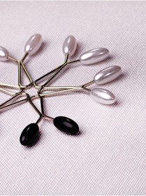 Resim Mim Eşarp 6'lı Şal Ve Eşarp Klipsi Kaymaz Metal Toka Siyah - Beyaz 