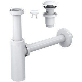 Resim Suera Moon Ayarlanabilir Lavabo Sifonu + Elixir Pop-up Set Parlak Beyaz- Taşma Delikli 