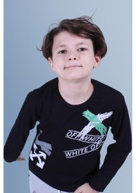 Resim Panios Kids X Baskılı Uzun Kollu Erkek Çocuk Siyah Sweatshirt Siyah 