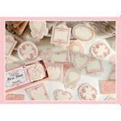 Resim 30-Lu Paket Vintage Pembe Kabartmalı Kraft Kağıt Not Kartları, Çiçek ve Şerit Tasarımları, Günlük Tutma ve El Sanatları için İdeal, Kağıt Ürünleri Koleksiyonu 
