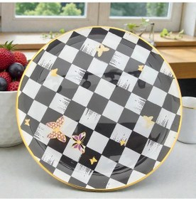 Resim Sudedi Home Emma Altın Yaldızlı Cam Pasta Tabağı Takımı Çok Renkli 