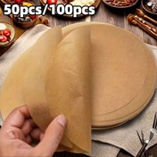 Resim 50/100 adet yapışmaz yuvarlak pişirme kağıtları (15.24cm/20.32cm) - Pişirme, ızgara, buharlama, hava fritözü ve mikrodalga için önceden kesilmiş kek tepsisi kaplamaları - Temel mutfak pişirme araçları ve aksesuarları 