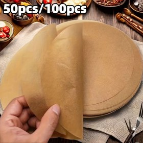 Resim 50/100 adet yapışmaz yuvarlak pişirme kağıtları (15.24cm/20.32cm) - Pişirme, ızgara, buharlama, hava fritözü ve mikrodalga için önceden kesilmiş kek tepsisi kaplamaları - Temel mutfak pişirme araçları ve aksesuarları 
