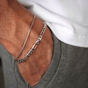 Resim 2 Adet Erkek Paslanmaz Çelik Zincir Bilezikler - Minimalist Bağlantılı Tasarım, Günlük ve Resmi Kullanım İçin Dayanıklı Takılar, Babalar Günü Hediye Fikri, Yıl Boyu Çok Yönlü Aksesuarlar, Modern Erkeksi Görünüm, Parlak Yüzey 