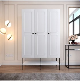 Resim Pasific Home Martin 3 Kapaklı Gardırop Elbise Dolabı Parlak Beyaz 